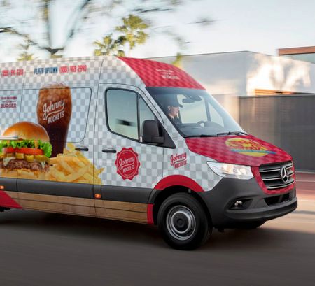 Advertising in vehicles for a restaurant chain